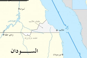 خريطة تظهر حلاب على الحدود بين السودان ومصر